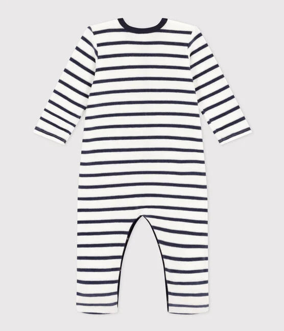 Pyjama bébé rayé en velours