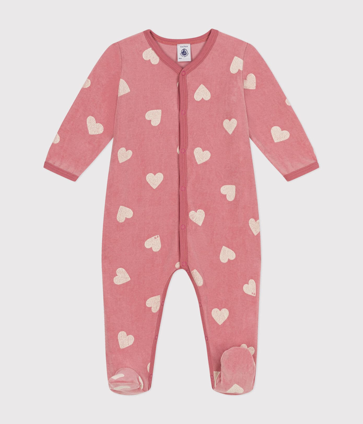 Pyjama coeurs blanc sur vieux rose 3M liste #333486