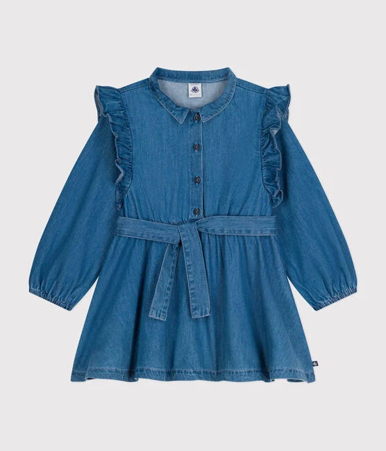 Robe à manches longues en denim léger enfant