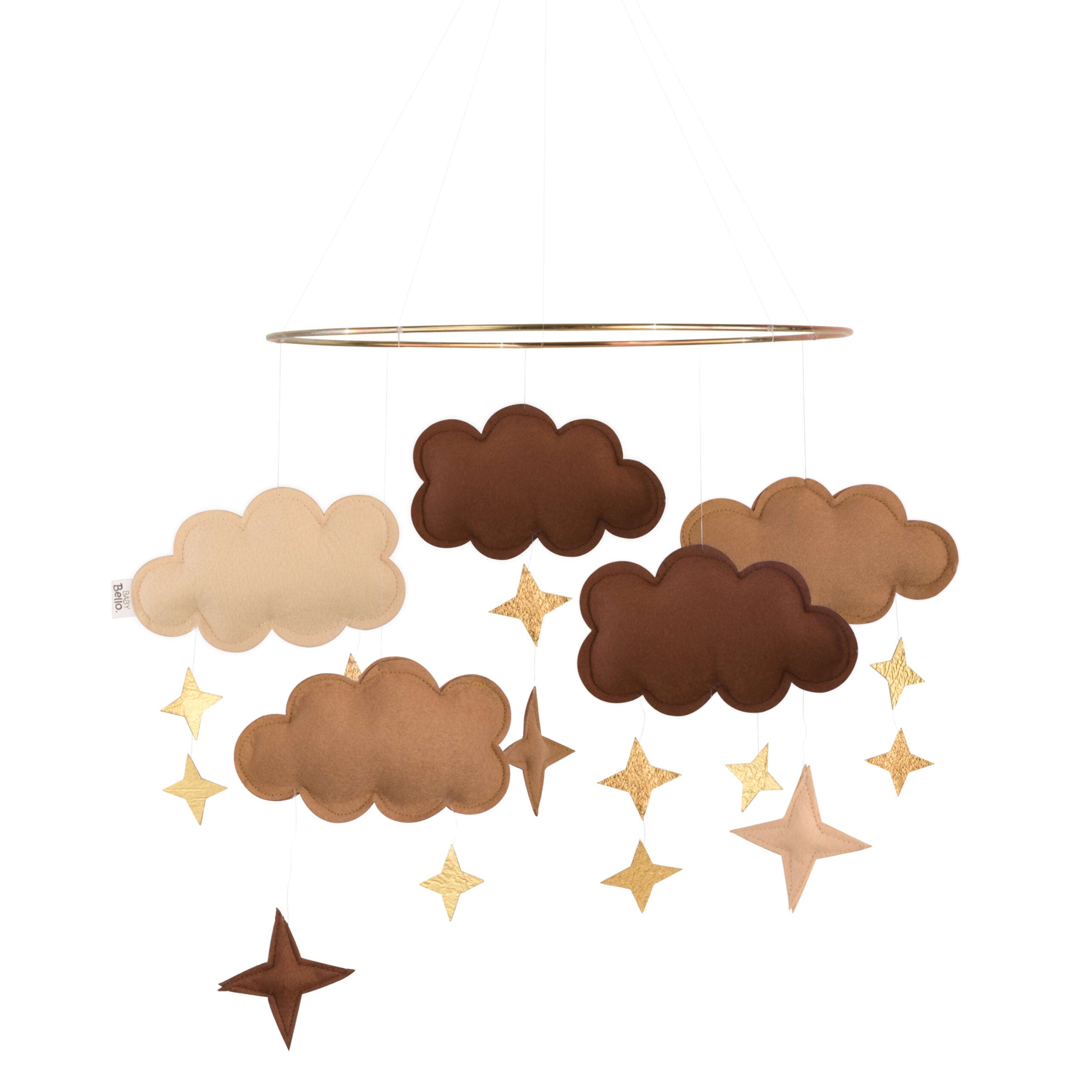 Mobile en feutrine fantasy clouds pecan wood liste #333023