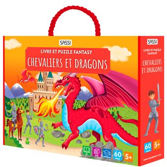 Livre et puzzle fantasy. Chevaliers et dragons